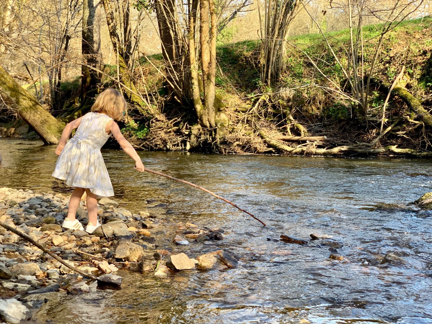 Sortie nature au bord de la rivière avec les élèves